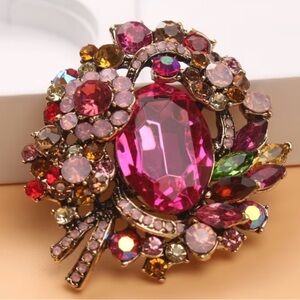 Elegant Multicolor Crystal Brooch